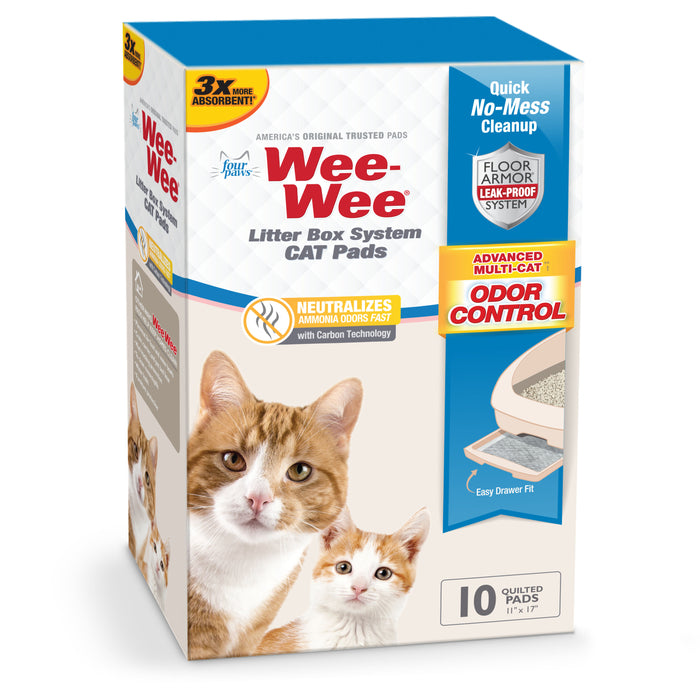 Four Paws Wee-Wee Cat Litter Box System Pads 11" x 17" (10 Count)