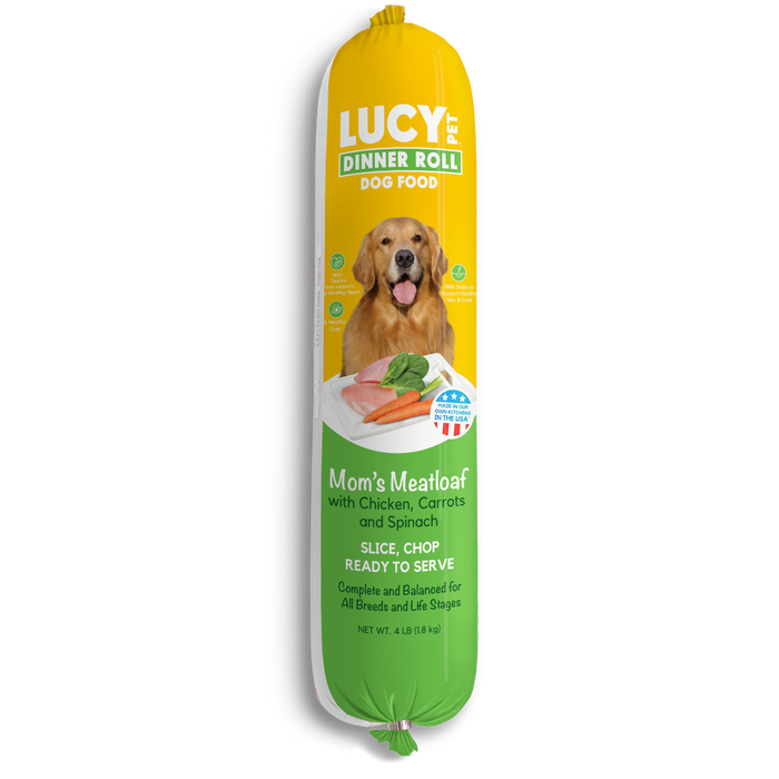 Lucy Pet Products Mom's Meatloaf Dinner Roll Chicken, Carrots & Spinach 4lb
