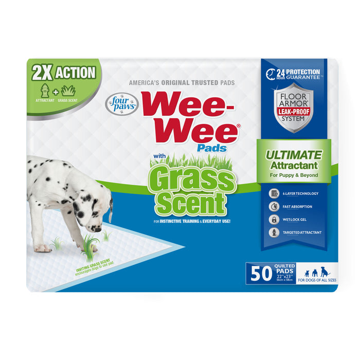 Four Paws Wee-Wee Ultimate Attractant Dog Pee Pads with Grass Scent 22" x 23" (50 Count)