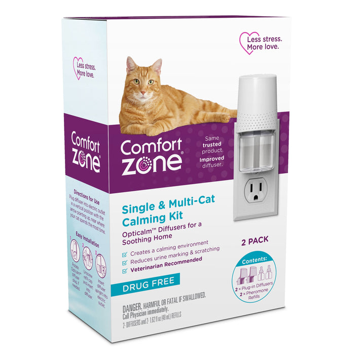 Comfort Zone Single & Multi-Cat Calming Kit For A Soothing Home 2 PK White 2 Diffusers 2 Refills-48ml
