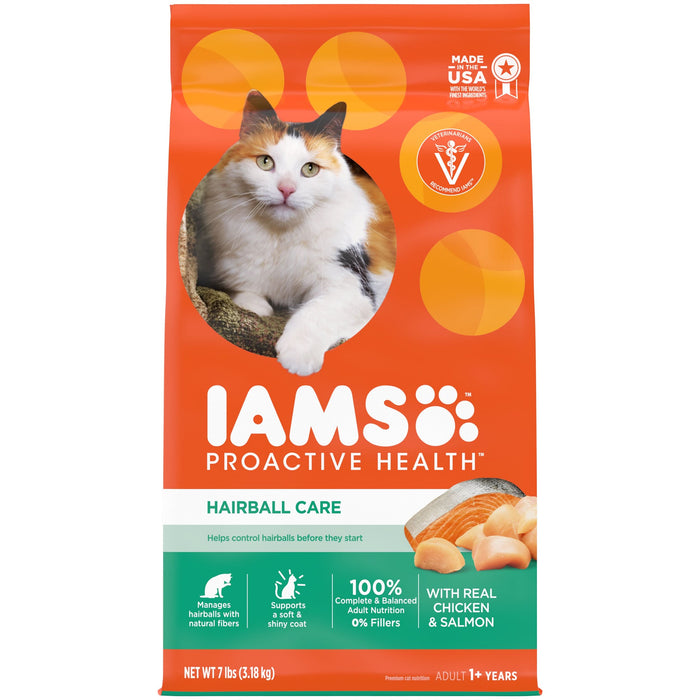 IAMS Proactive Health Hairball Care Adult Dry Cat Food Chicken & Salmon 7lb