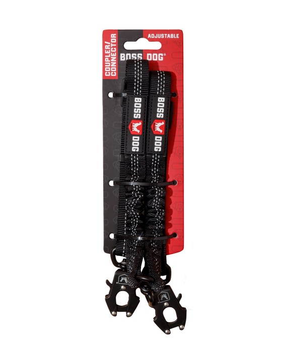 Boss Dog Tactical Adjustable Dual Coupler w/Bungee Black 18-24in