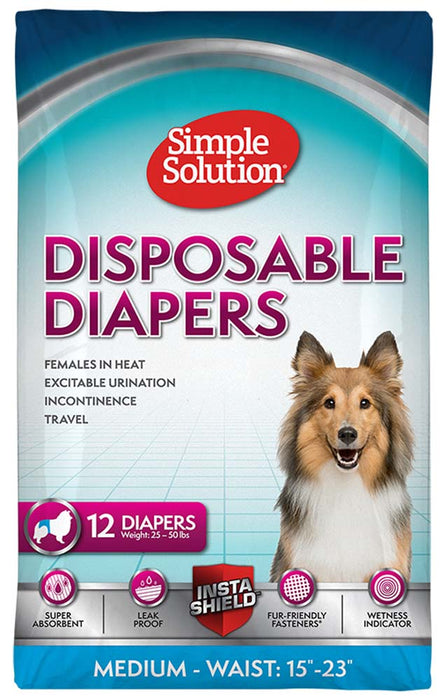 Simple Solution Disposable Diapers White MD 12pk