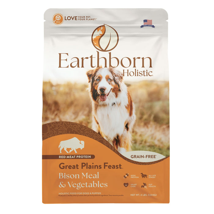 Earthborn Holistic Great Plains Feast Grain-Free Dry Dog Food Bison Meal & Vegetables 4lb