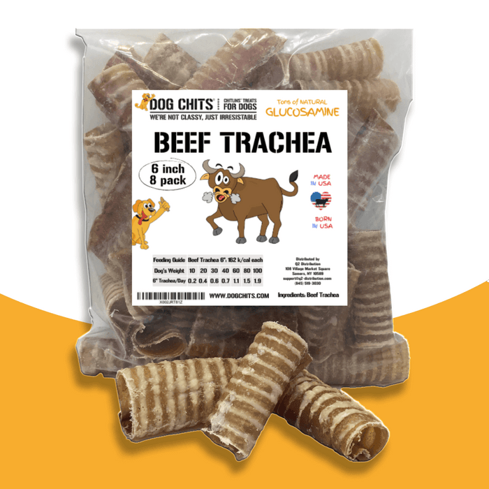Dog Chits Pet Products Beef Trachea Dog Treats 8 - 6 Inch Pieces