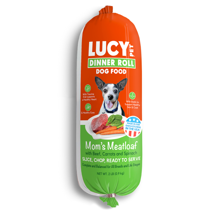 Lucy Pet Products Mom's Meatloaf Dinner Roll Beef, Carrots & Spinach 2lb