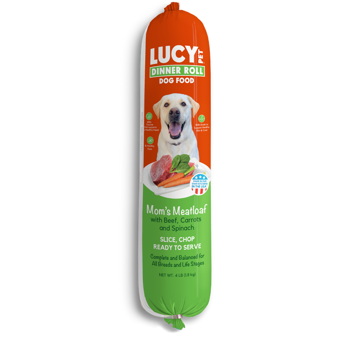 Lucy Pet Products Mom's Meatloaf Dinner Roll Beef, Carrots & Spinach 4lb