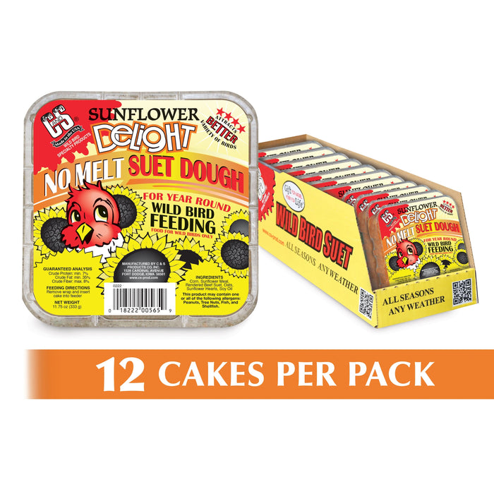 C&S Sunflower Delight No Melt Suet Dough, 12/pack 11.75 Ounces