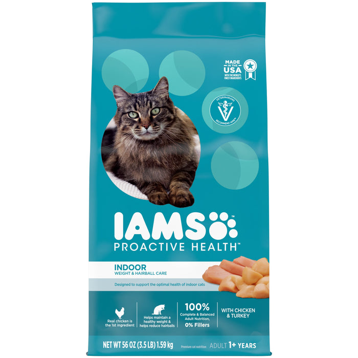 IAMS Proactive Health Weight Control & Hairball Care Indoor Adult Dry Cat Food Chicken & Turkey 3.5lb