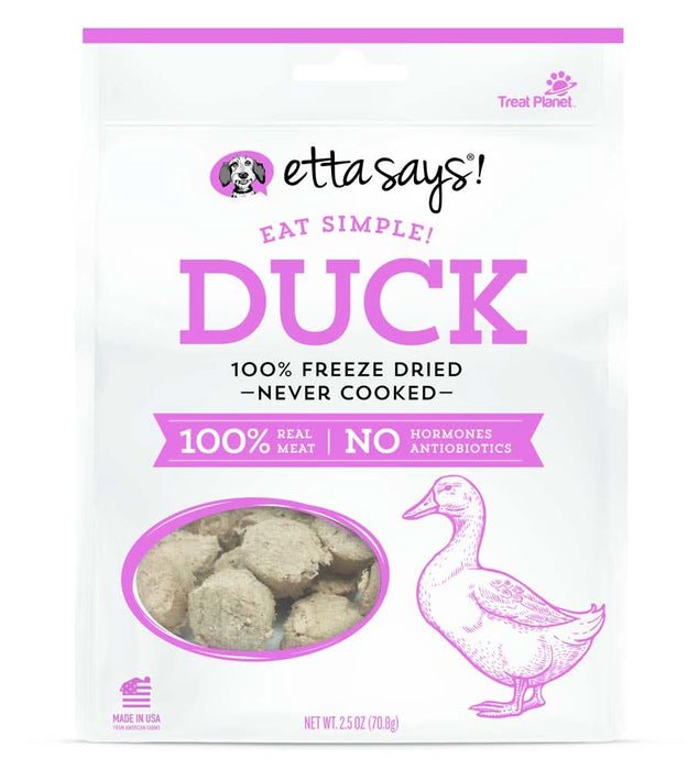 Etta Says! Eat Simple! 100% Freeze Dried Never Cooked Dog Treats Duck 2.5 oz
