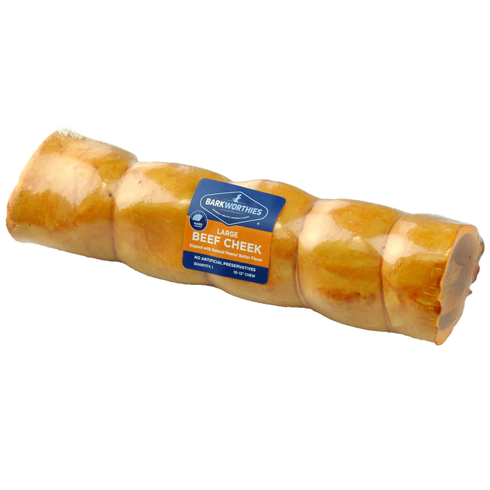 Barkworthies Beef Cheek Roll Dipped in Peanut Butter Dog Treat LG - Image 2
