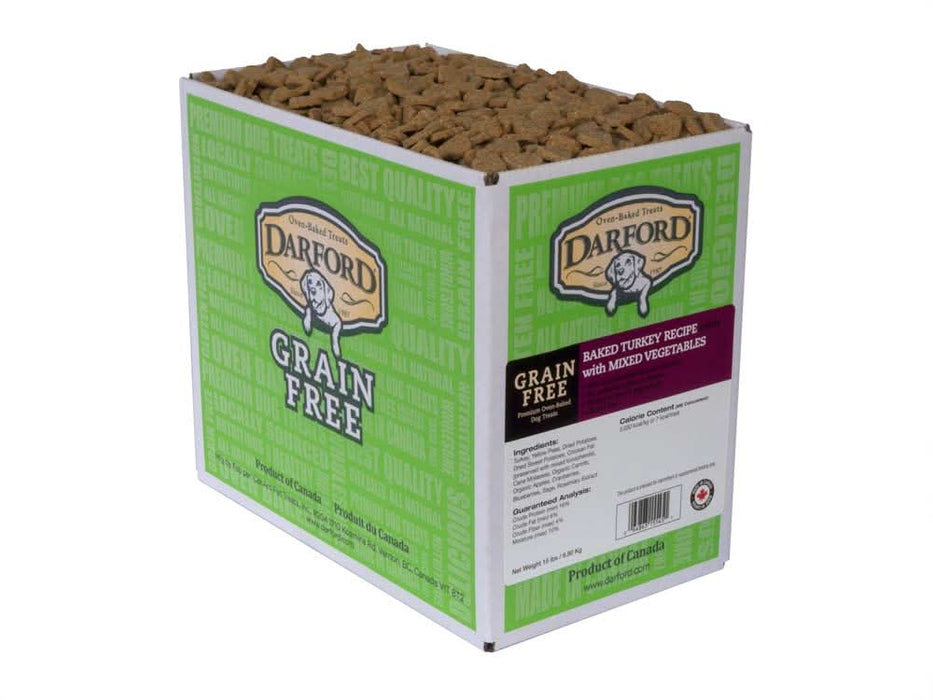 Darford Oven Baked Grain Free Dog Treats Mini Turkey w/Mixed Veggies 15 lb