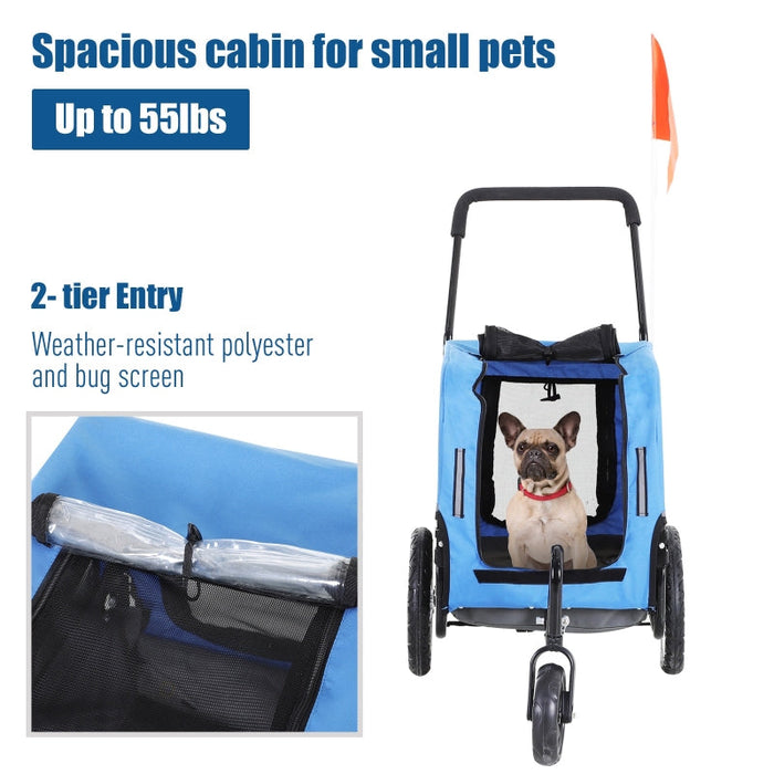 Furr Baby Gifts 3 Wheel Pet 2-in-1 Jogging Stroller Bike Trailer