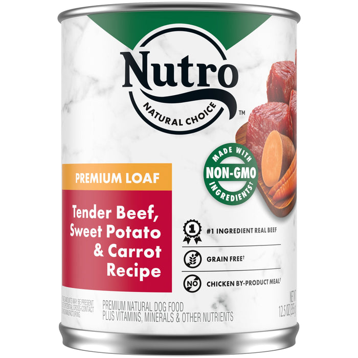 Nutro Products Premium Loaf Adult Wet Dog Food Beef, Sweet Potato & Carrot 12.5oz 12pk