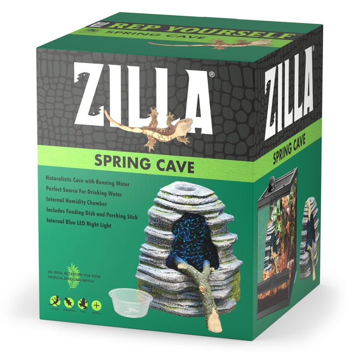 Zilla Spring Cave Décor with Blue LED Rain Chamber One Size