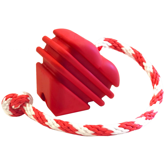 SodaPup Large Rubber Heart on a String Toy Red