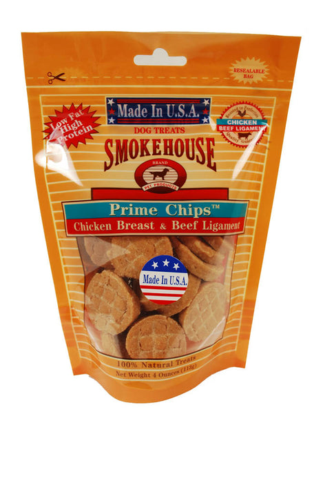Smokehouse USA Made Prime Chips Dog Treat Chicken & Beef 4 oz