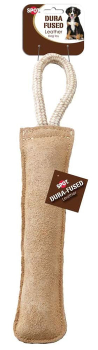 Dura-Fused Leather Retriever Dog Toy Brown, White 15 in