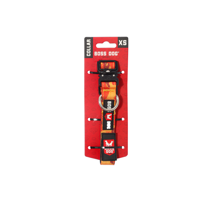 Boss Dog Tactical Adjustable Dog Collar Orange Camo XS 11-14in
