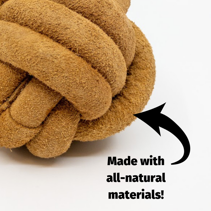 HuggleHounds Huggle-Hide® Natural Leather Ball Dog Toy (Pack of 2)