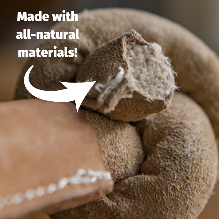HuggleHounds Huggle-Hide® Natural Leather Bone Dog Toy, 3 Pack