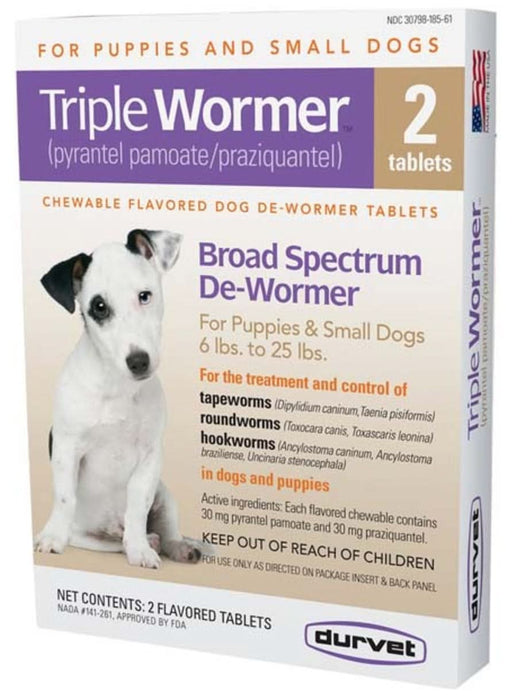 Durvet Triple Wormer Chewable Tablets for Small Dogs and Puppies 1ea/2 pk