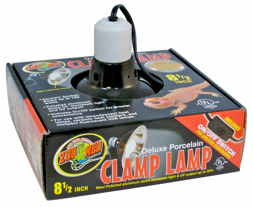 Zoo Med Deluxe Porcelain Clamp Lamp Fixture Black 8.5 in