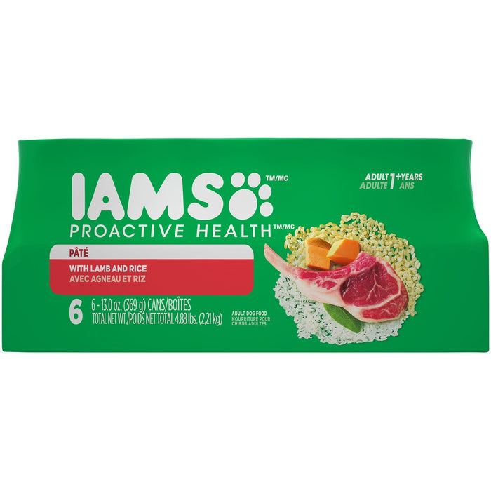 IAMS Proactive Health Paté Adult Wet Dog Food Pate w/Lamb & Rice 13oz 6pk