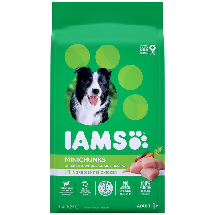 IAMS Minichunks Small Kibble High Protein Adult Dry Dog Food Real Chicken 7lb