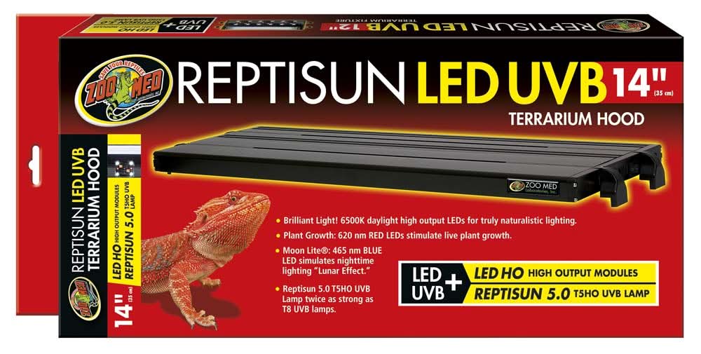 Zoo Med ReptiSun T5 LED UVB Terrarium Hood 14 in