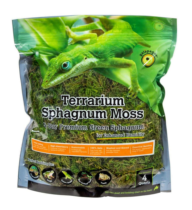 Galapagos 5-Star Terrarium Sphagnum Moss Snake Bedding Substrate Fresh Green 4 qt