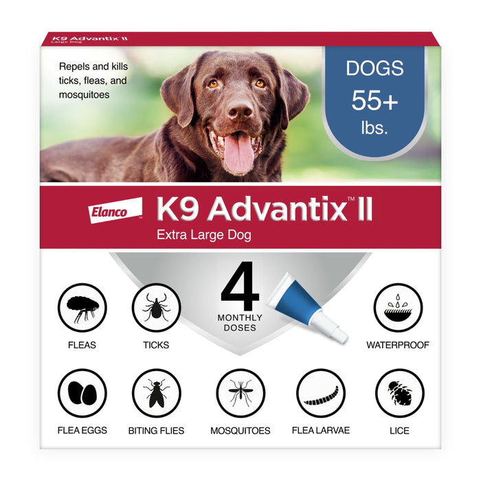 Elanco K9 Advantix II Topical Flea, Tick & Mosquito Treatment & Prevention for Dogs 4-Month Supply XL Dogs (over 55lbs)