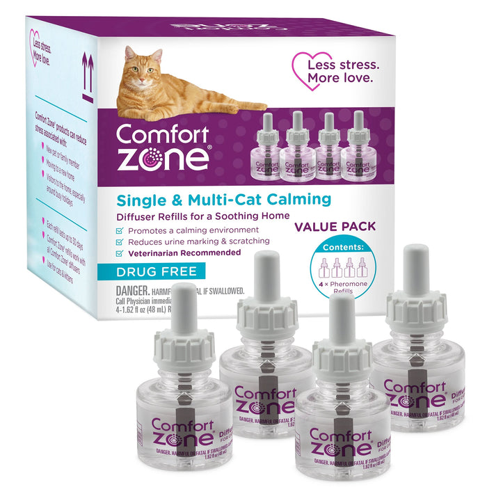 Comfort Zone Single & Multi-Cat Calming Kit For A Soothing Home 4PK White 4 Refill-48ml
