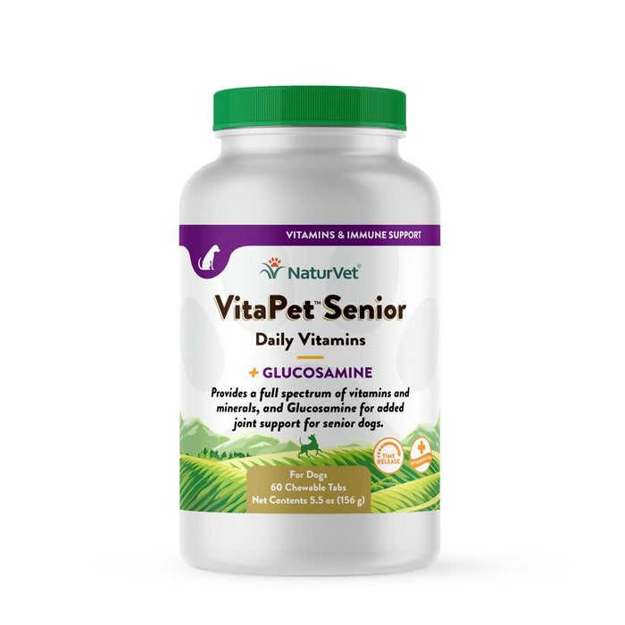 NaturVet VitaPet Senior Plus Glucosamine Time Release Daily Vitamins 60ct