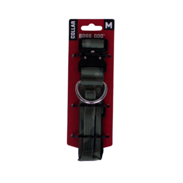 Boss Dog Tactical Adjustable Dog Collar Green Camo MD 15-18in