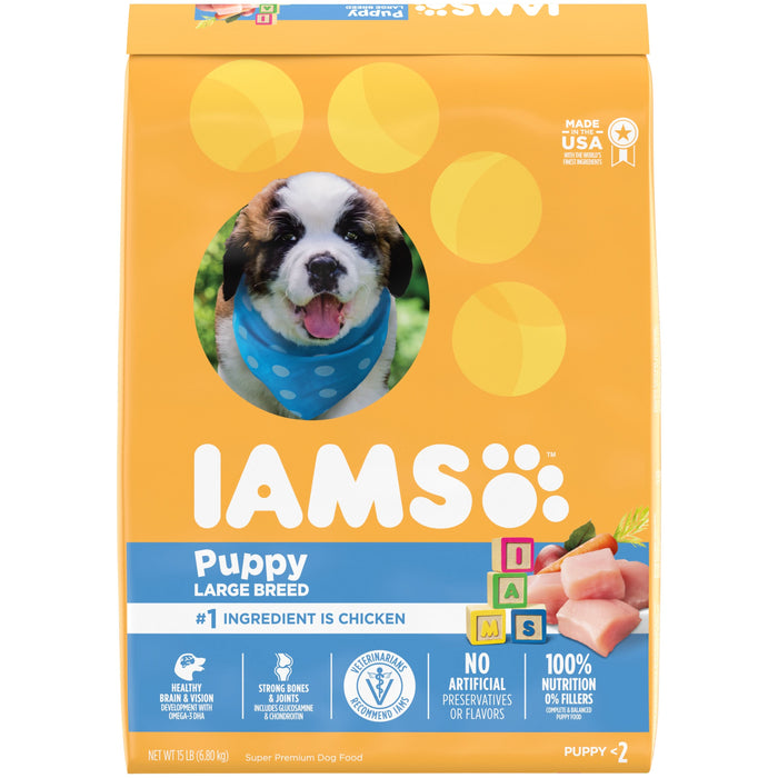 IAMS Smart Large Breed Puppy Dry Dog Food Real Chicken 15lb
