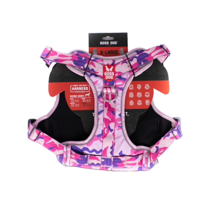 Boss Dog Tactical Dog Harness Pink Camo XL