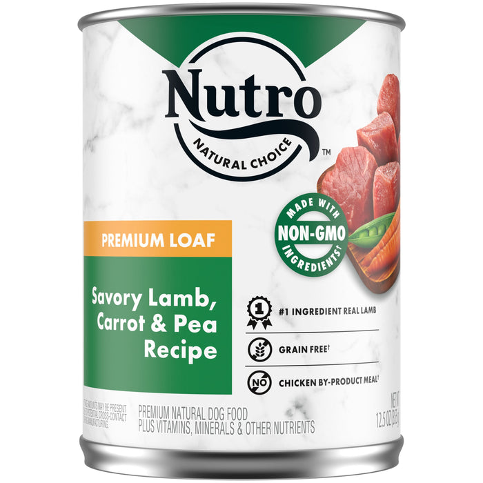 Nutro Products Premium Loaf Adult Wet Dog Food Savory Lamb, Carrot & Pea 12.5oz 12pk