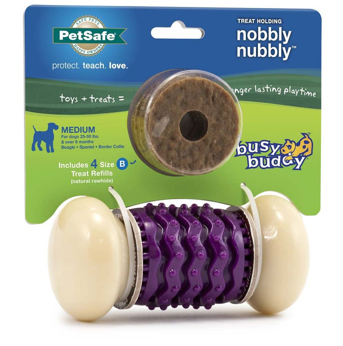 Busy Buddy Nobbly Nubbly Dog Toy Purple/White MD