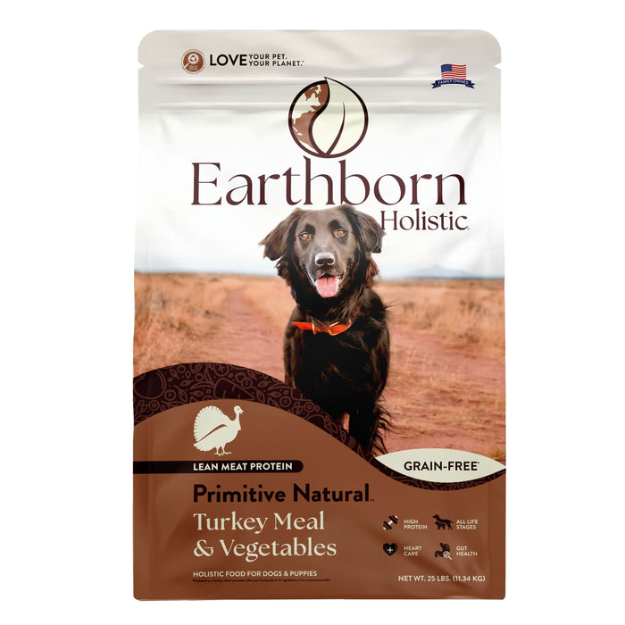 Earthborn Holistic Primitive Natural Grain-Free Dry Dog Food Turkey Meal & Vegetables 25lb