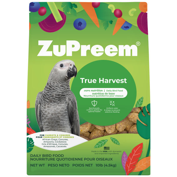ZuPreem Ture Harvest Natural Bird Food for Parrots & Conures - African Greys, Amazons, Cockatoos 10lb