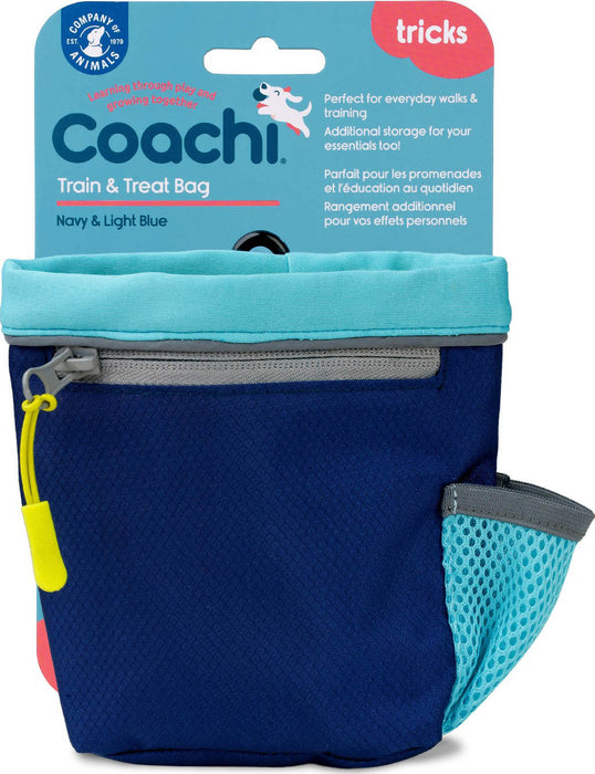 Coachi Train & Treat Bag with Drawstring Closure for Dogs, Blue/Navy, Regular