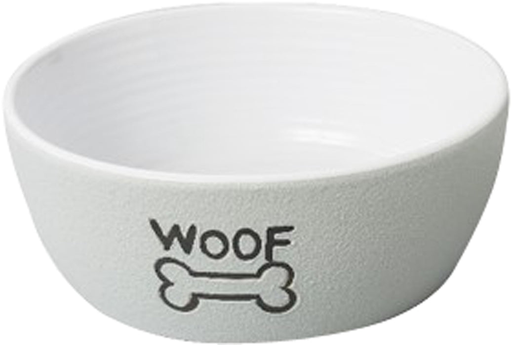Ethical Pet Nantucket Woof Dog Dish, Gray, 7 inches