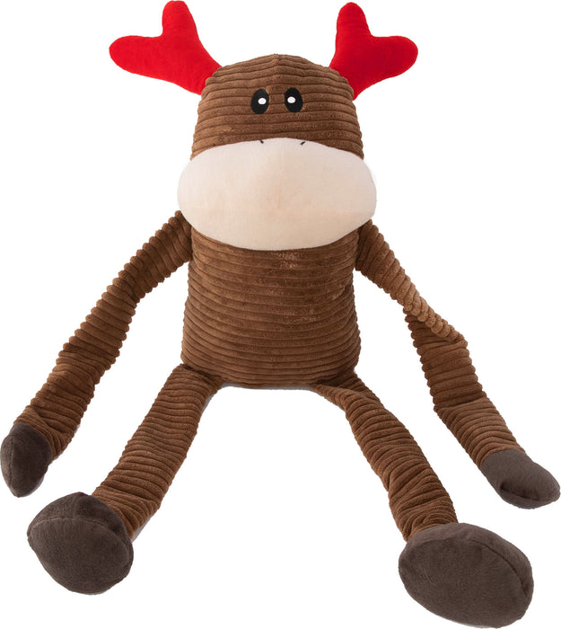 ZippyPaws Holiday Crinkles Reindeer Dog Toy, Red and Brown (Jumbo)