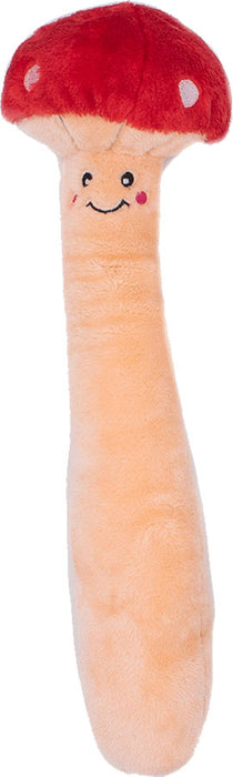 ZippyPaws Jigglerz Mushroom Squeaky Plush Dog Toy, Red and White XL