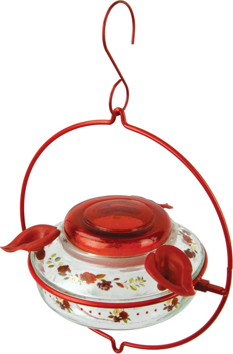 Decorative Glass Top Fill Hummingbird Feeder