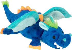 goDog Dragons Squeaky Plush Dog Toy, Blue, Medium