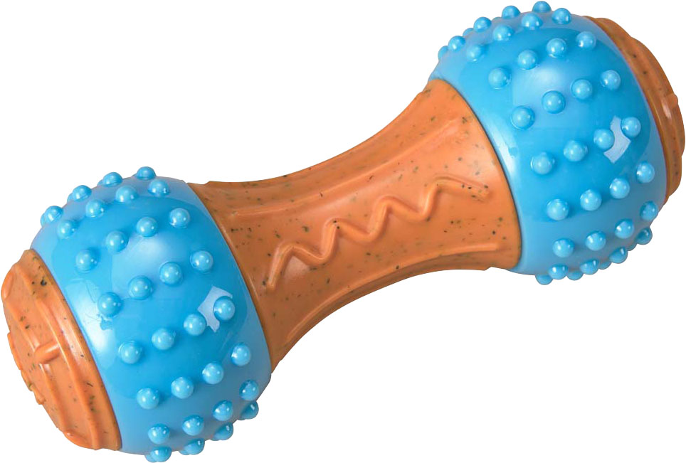 Ethical Pet Bam-Bone Plus Giggler Dumbbell Dog Chew Toy, Peanut Butter, 5.5 inches