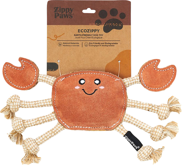 ZippyPaws Ecozippy Suede & Rope Buddies Crab Dog Toy