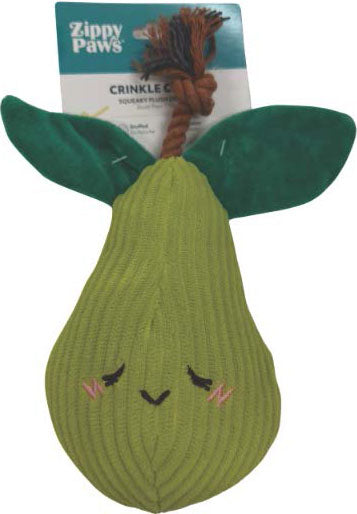 ZippyPaws Crinkle Crops - Pear Squeaker Dog Toy